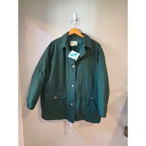 Eddie Bauer Canvas Down Jacket Women XL Hunter Green Goose Down New Chore Barn
